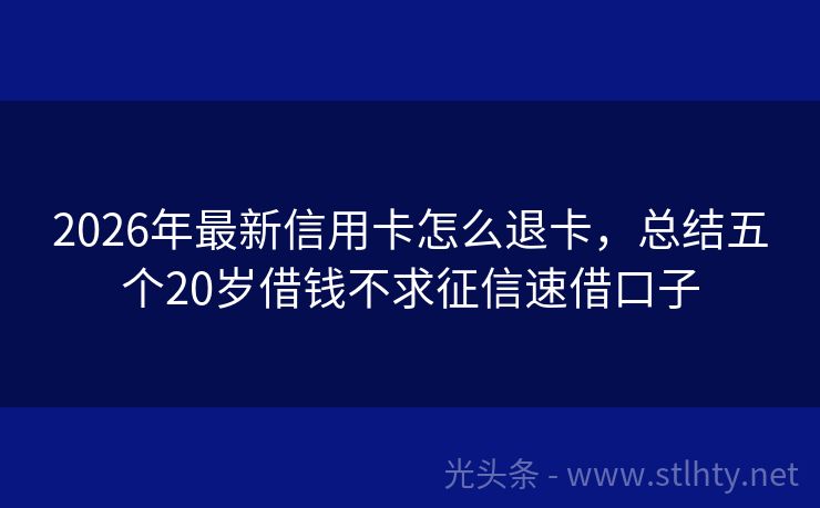 2026年最新信用卡怎么退卡，总结五个20岁借钱不求征信速借口子
