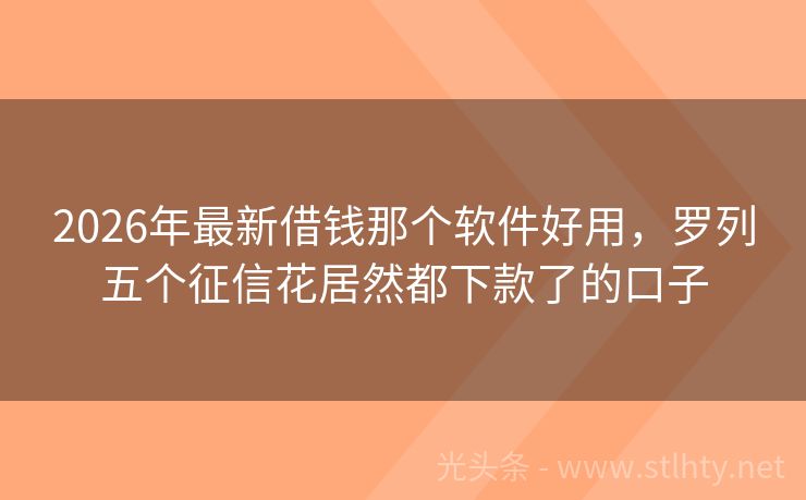 2026年最新借钱那个软件好用，罗列五个征信花居然都下款了的口子