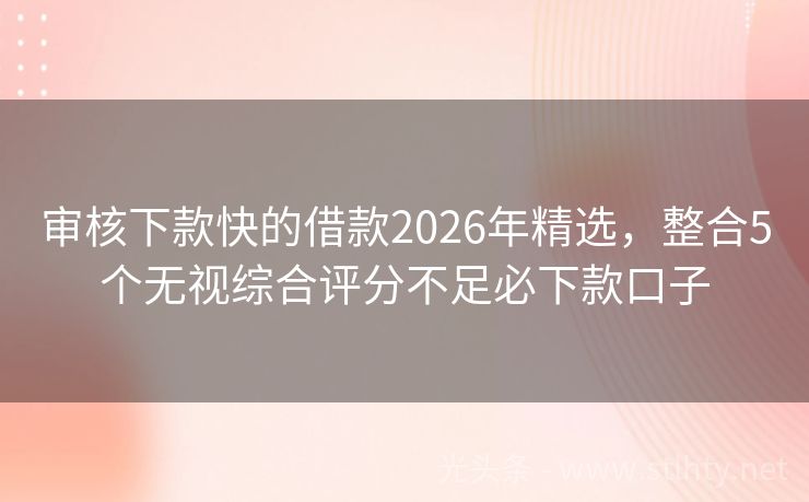 审核下款快的借款2026年精选，整合5个无视综合评分不足必下款口子