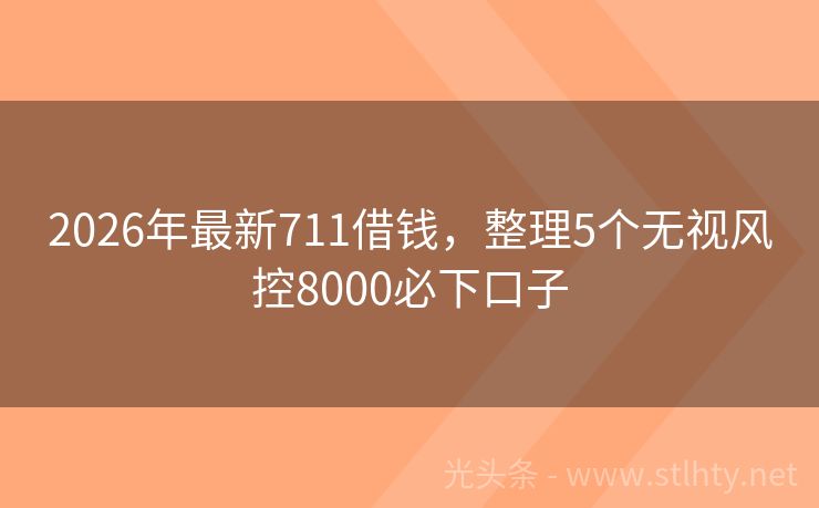 2026年最新711借钱，整理5个无视风控8000必下口子