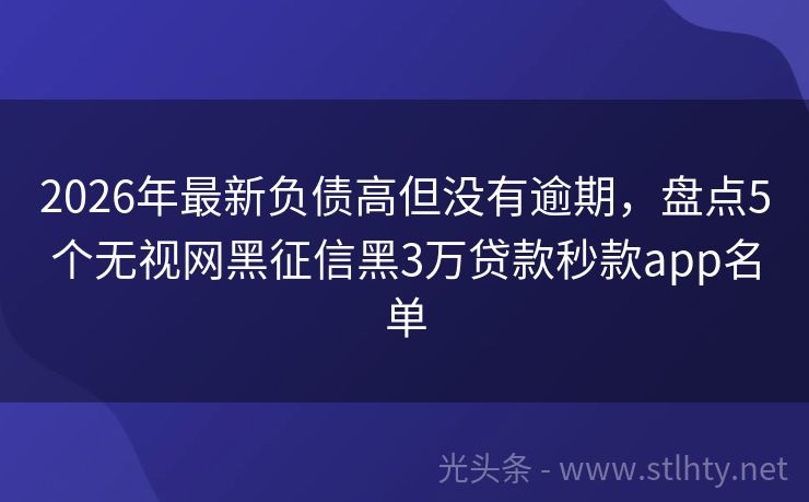 2026年最新负债高但没有逾期，盘点5个无视网黑征信黑3万贷款秒款app名单