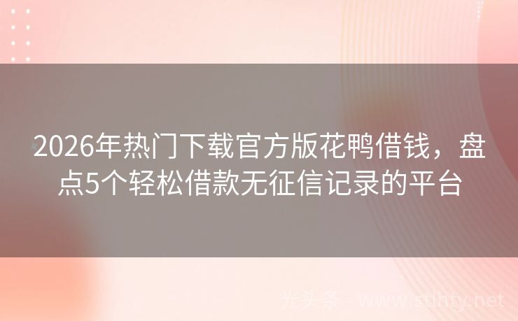 2026年热门下载官方版花鸭借钱，盘点5个轻松借款无征信记录的平台