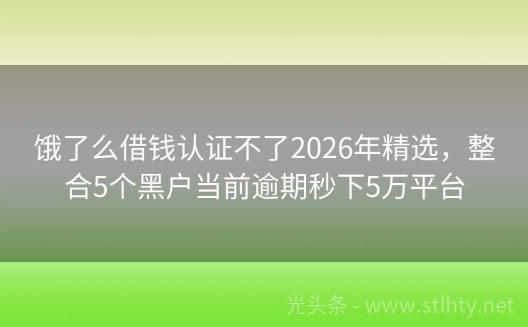 饿了么借钱认证不了2026年精选，整合5个黑户当前逾期秒下5万平台