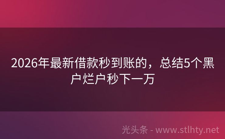 2026年最新借款秒到账的，总结5个黑户烂户秒下一万