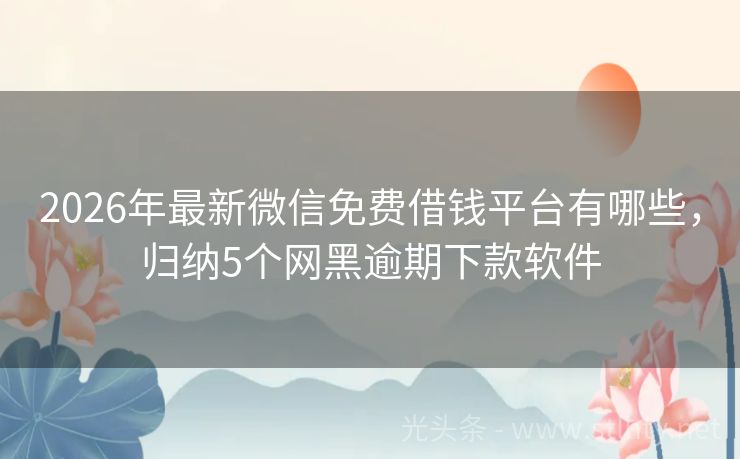 2026年最新微信免费借钱平台有哪些，归纳5个网黑逾期下款软件