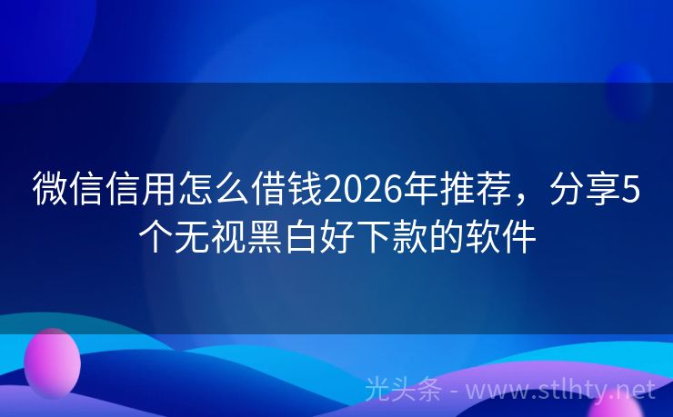 微信信用怎么借钱2026年推荐，分享5个无视黑白好下款的软件