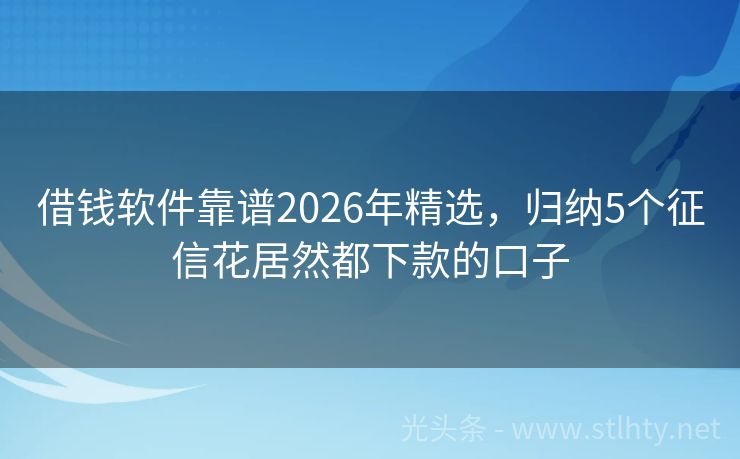 借钱软件靠谱2026年精选，归纳5个征信花居然都下款的口子
