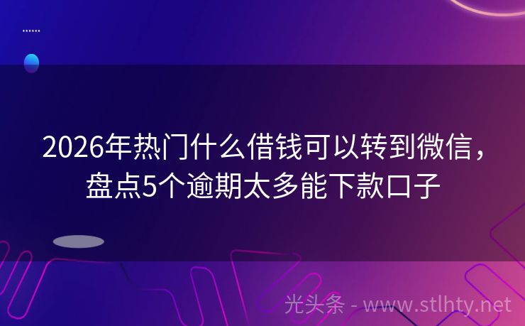 2026年热门什么借钱可以转到微信，盘点5个逾期太多能下款口子