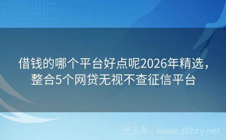 借钱的哪个平台好点呢2026年精选，整合5个网贷无视不查征信平台