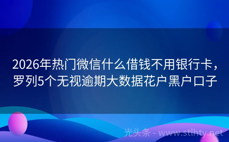 2026年热门微信什么借钱不用银行卡，罗列5个无视逾期大数据花户黑户口子