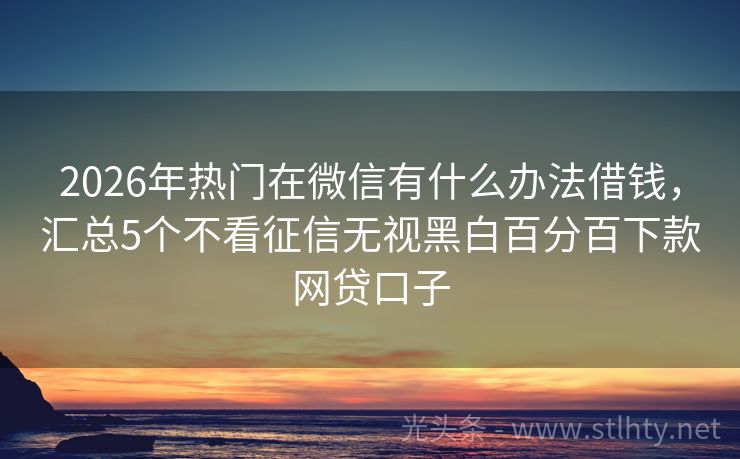 2026年热门在微信有什么办法借钱，汇总5个不看征信无视黑白百分百下款网贷口子