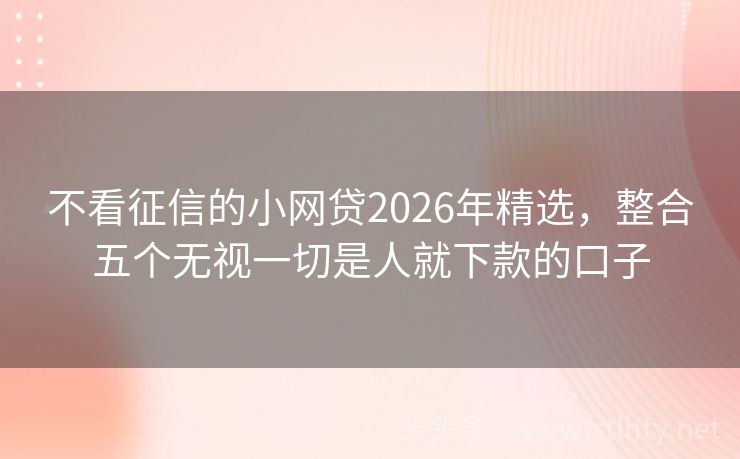 不看征信的小网贷2026年精选，整合五个无视一切是人就下款的口子