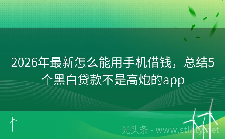 2026年最新怎么能用手机借钱，总结5个黑白贷款不是高炮的app
