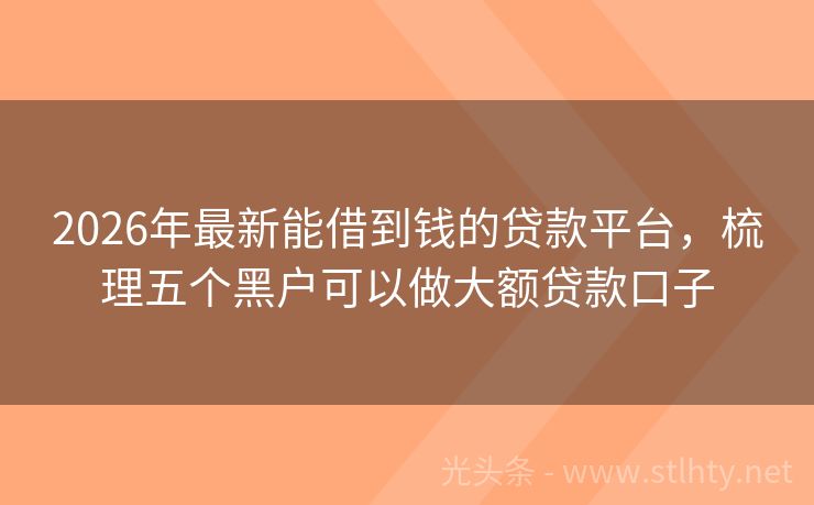 2026年最新能借到钱的贷款平台，梳理五个黑户可以做大额贷款口子