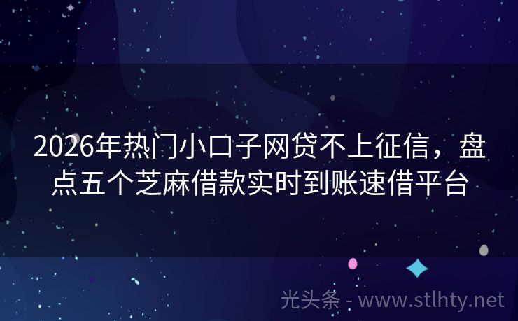 2026年热门小口子网贷不上征信，盘点五个芝麻借款实时到账速借平台