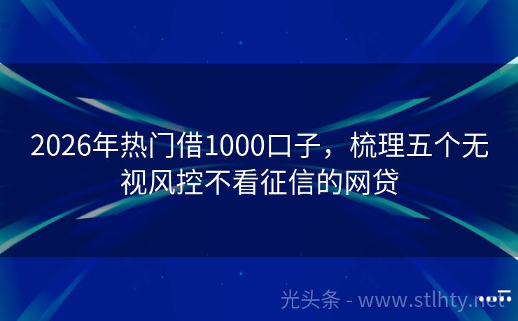 2026年热门借1000口子，梳理五个无视风控不看征信的网贷