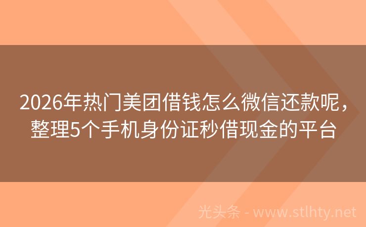 2026年热门美团借钱怎么微信还款呢，整理5个手机身份证秒借现金的平台