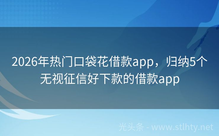 2026年热门口袋花借款app，归纳5个无视征信好下款的借款app