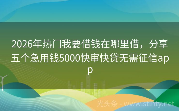 2026年热门我要借钱在哪里借，分享五个急用钱5000快审快贷无需征信app