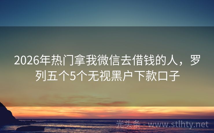 2026年热门拿我微信去借钱的人，罗列五个5个无视黑户下款口子