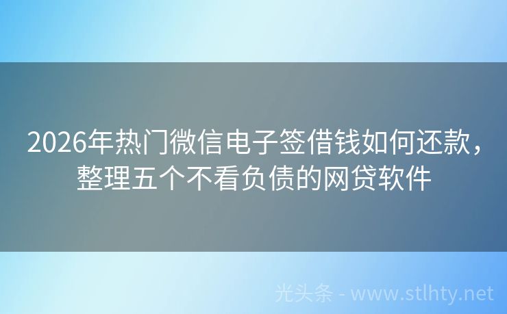 2026年热门微信电子签借钱如何还款，整理五个不看负债的网贷软件