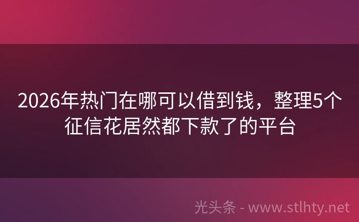 2026年热门在哪可以借到钱，整理5个征信花居然都下款了的平台