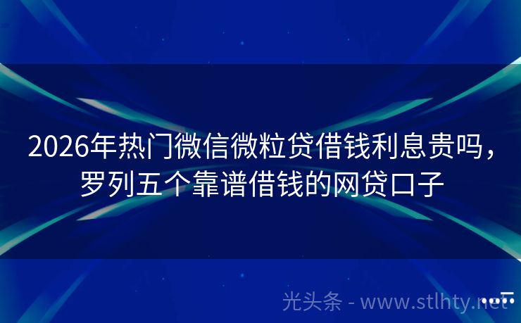 2026年热门微信微粒贷借钱利息贵吗，罗列五个靠谱借钱的网贷口子