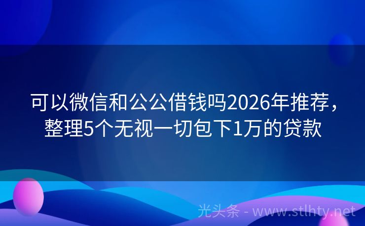 可以微信和公公借钱吗2026年推荐，整理5个无视一切包下1万的贷款