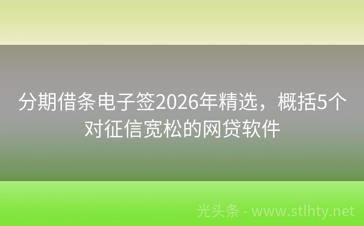 分期借条电子签2026年精选，概括5个对征信宽松的网贷软件