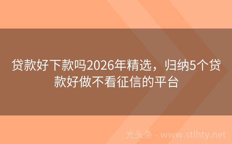 贷款好下款吗2026年精选，归纳5个贷款好做不看征信的平台