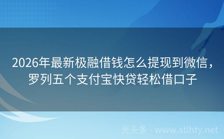 2026年最新极融借钱怎么提现到微信，罗列五个支付宝快贷轻松借口子