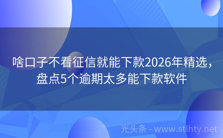 啥口子不看征信就能下款2026年精选，盘点5个逾期太多能下款软件