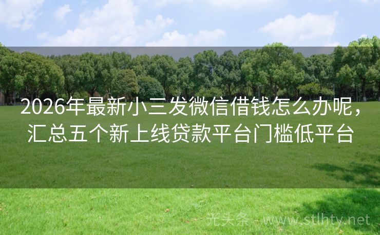2026年最新小三发微信借钱怎么办呢，汇总五个新上线贷款平台门槛低平台