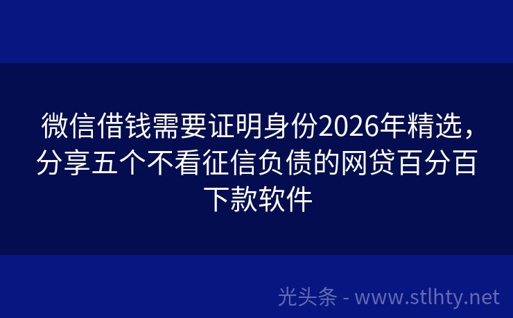 微信借钱需要证明身份2026年精选，分享五个不看征信负债的网贷百分百下款软件