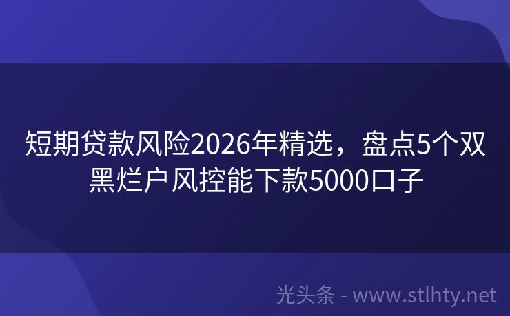 短期贷款风险2026年精选，盘点5个双黑烂户风控能下款5000口子