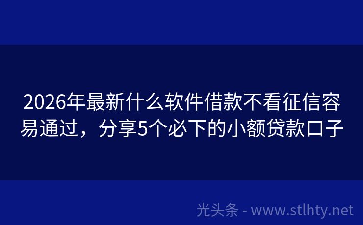 2026年最新什么软件借款不看征信容易通过，分享5个必下的小额贷款口子