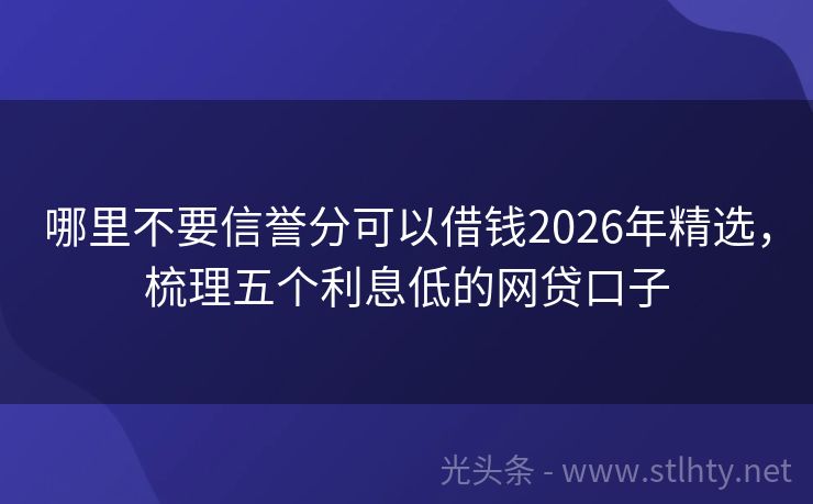 哪里不要信誉分可以借钱2026年精选，梳理五个利息低的网贷口子