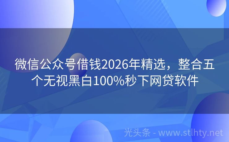 微信公众号借钱2026年精选，整合五个无视黑白100%秒下网贷软件
