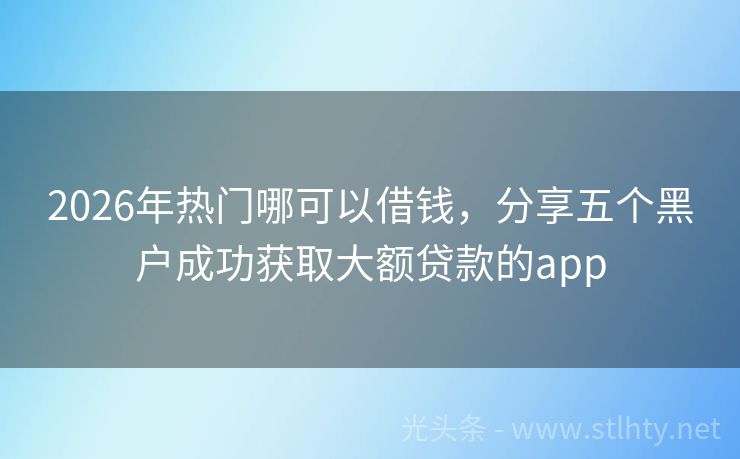 2026年热门哪可以借钱，分享五个黑户成功获取大额贷款的app