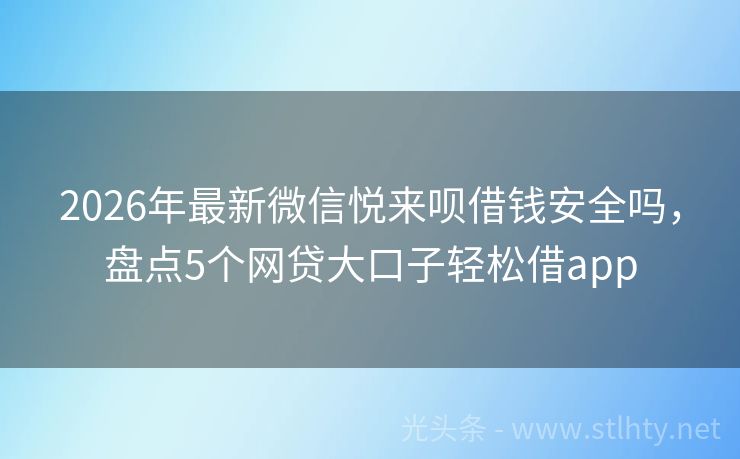 2026年最新微信悦来呗借钱安全吗，盘点5个网贷大口子轻松借app