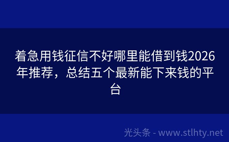 着急用钱征信不好哪里能借到钱2026年推荐，总结五个最新能下来钱的平台
