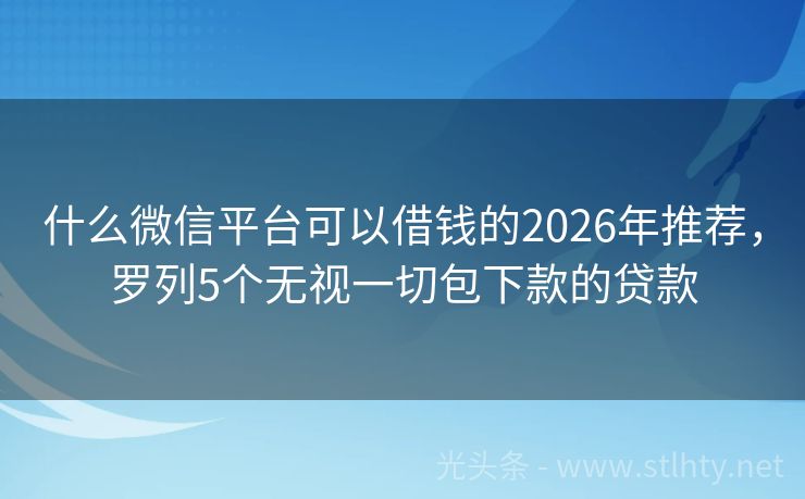 什么微信平台可以借钱的2026年推荐，罗列5个无视一切包下款的贷款