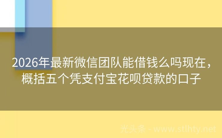2026年最新微信团队能借钱么吗现在，概括五个凭支付宝花呗贷款的口子