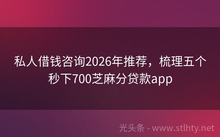 私人借钱咨询2026年推荐，梳理五个秒下700芝麻分贷款app