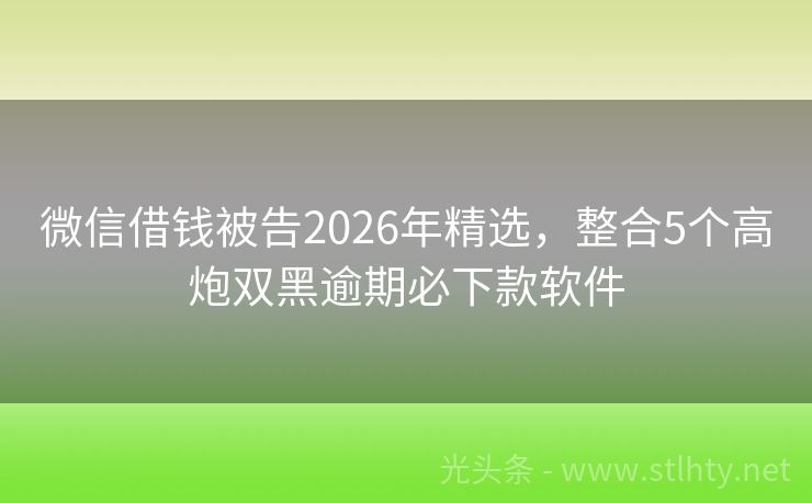 微信借钱被告2026年精选，整合5个高炮双黑逾期必下款软件