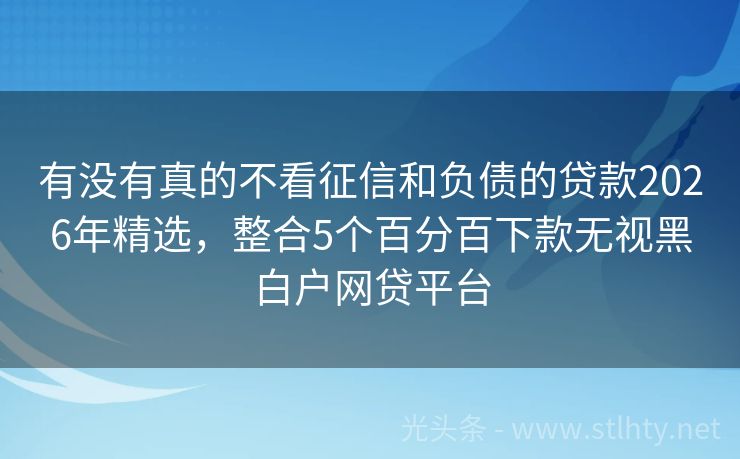 有没有真的不看征信和负债的贷款2026年精选，整合5个百分百下款无视黑白户网贷平台