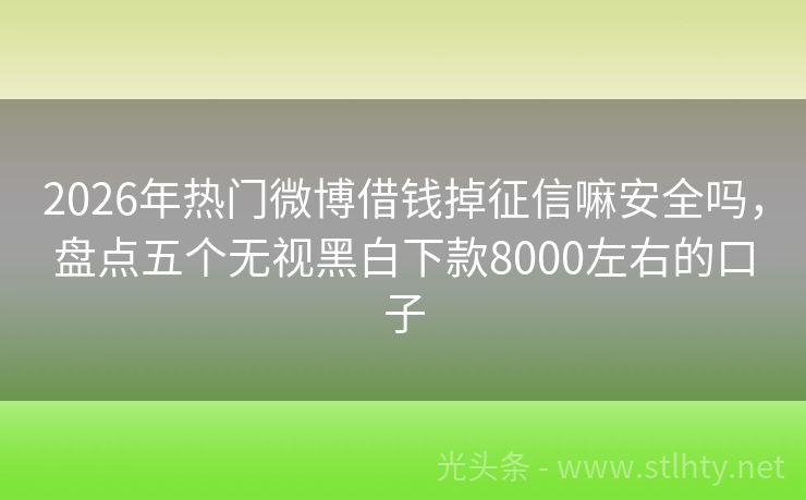 2026年热门微博借钱掉征信嘛安全吗，盘点五个无视黑白下款8000左右的口子