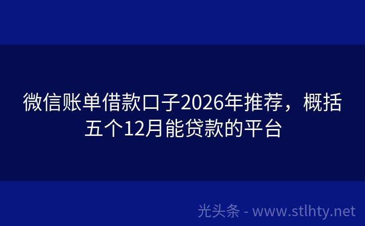 微信账单借款口子2026年推荐，概括五个12月能贷款的平台