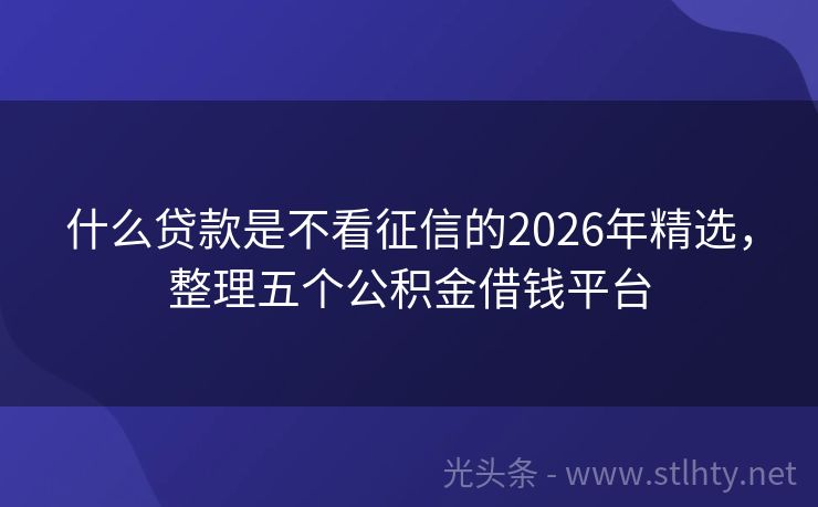 什么贷款是不看征信的2026年精选，整理五个公积金借钱平台