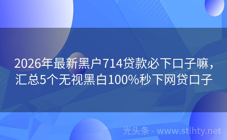 2026年最新黑户714贷款必下口子嘛，汇总5个无视黑白100%秒下网贷口子